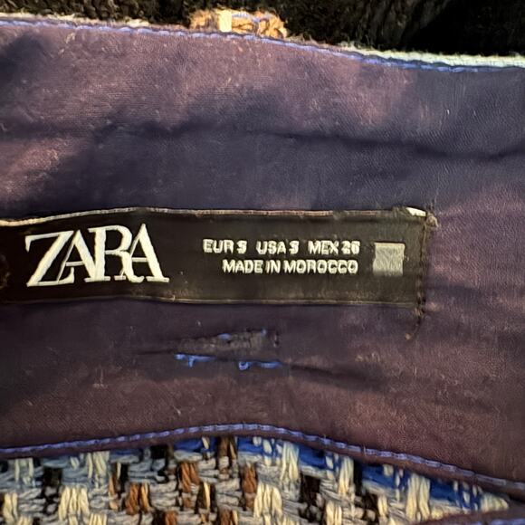 Zara Tweed Skirt Split Front Button Accent Coquette Cute Blue Mini Romantic - S - Picture 5 of 5